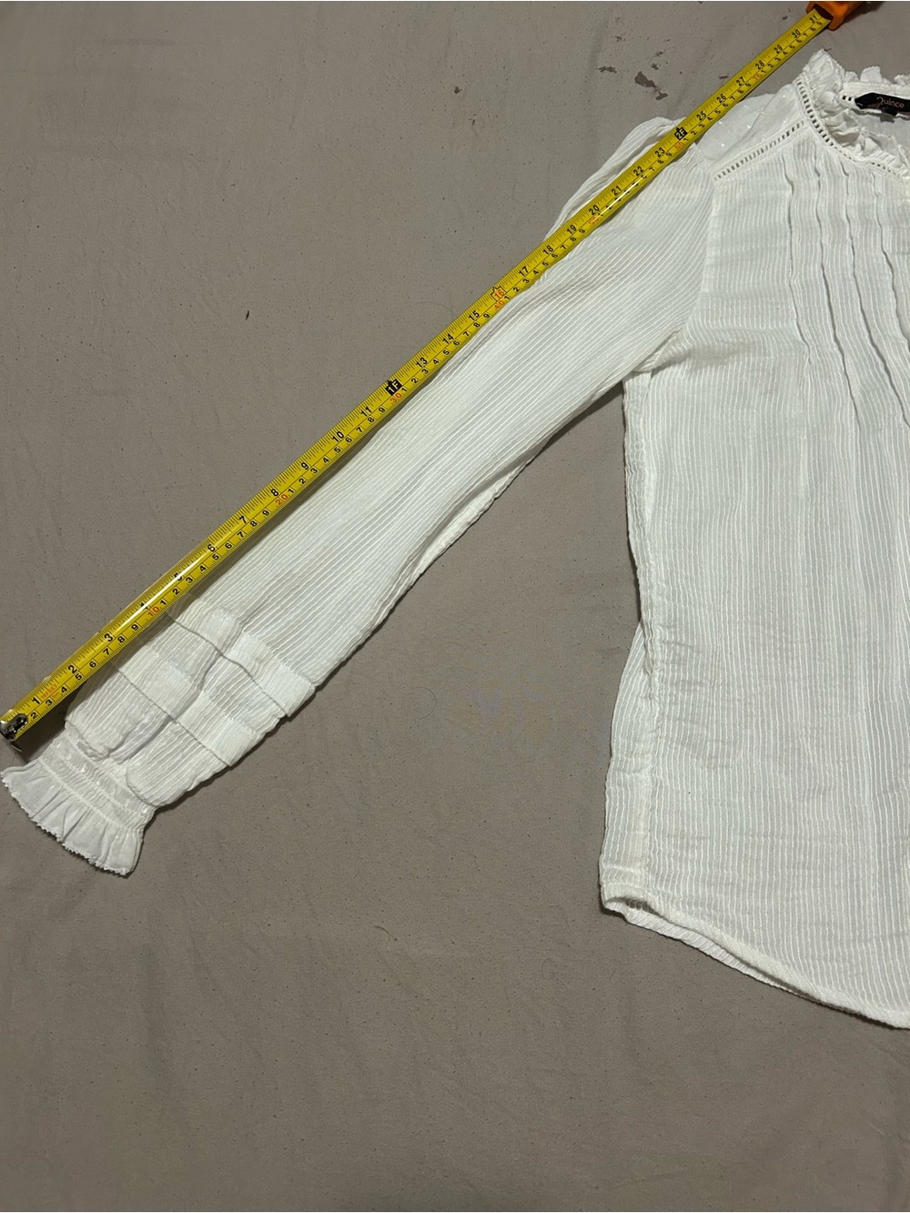 Quince White Ruffle-Neck Button Front Blouse - Picture 4 of 9